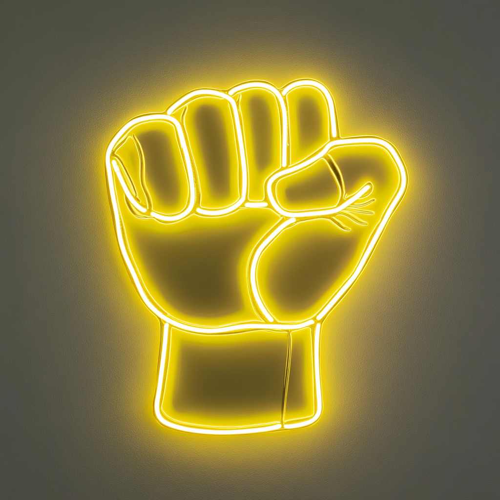 Fist - Yellow Neon Sign, 24 Inches