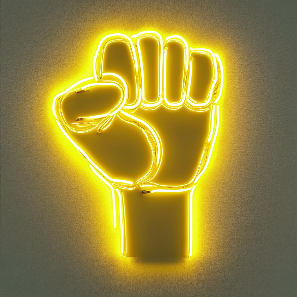 Fist - Yellow Neon Sign, 24 Inches