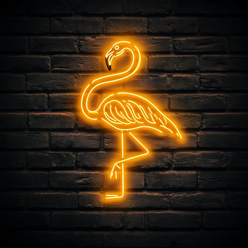 Flamingo - Yellow Neon Sign, 24 Inches