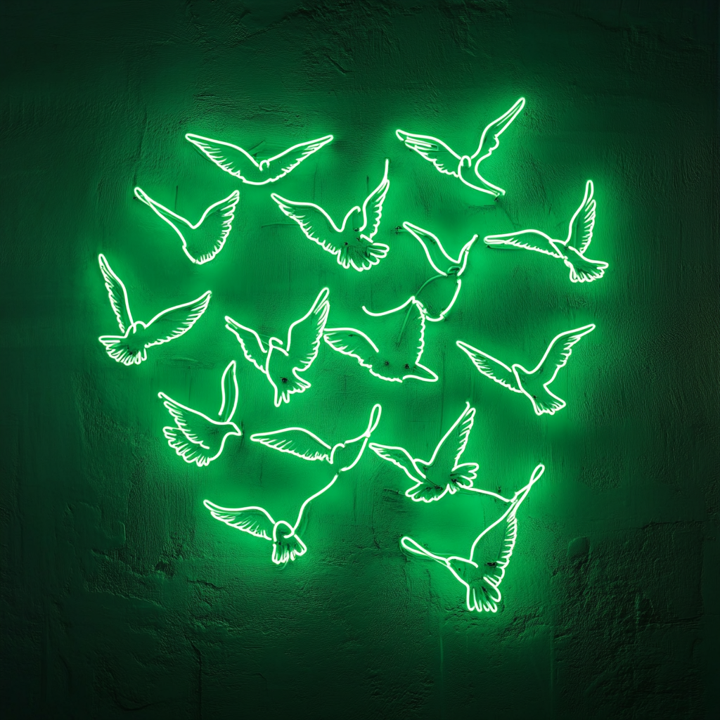 Flock of Birds - Green Neon Sign, 18 Inches