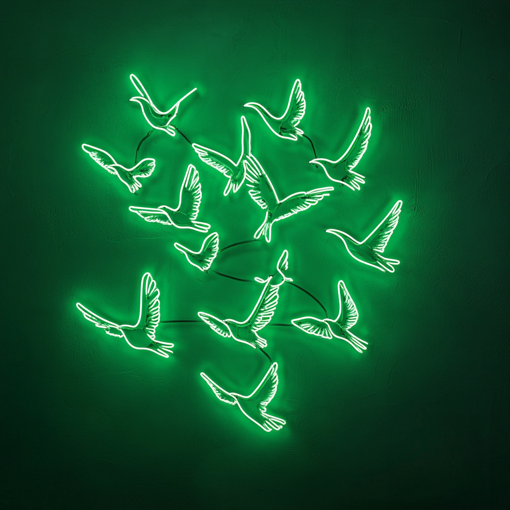 Flock of Birds - Green Neon Sign, 18 Inches