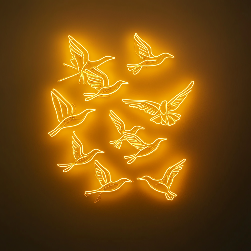 Flock of Birds - Yellow Neon Sign, 24 Inches