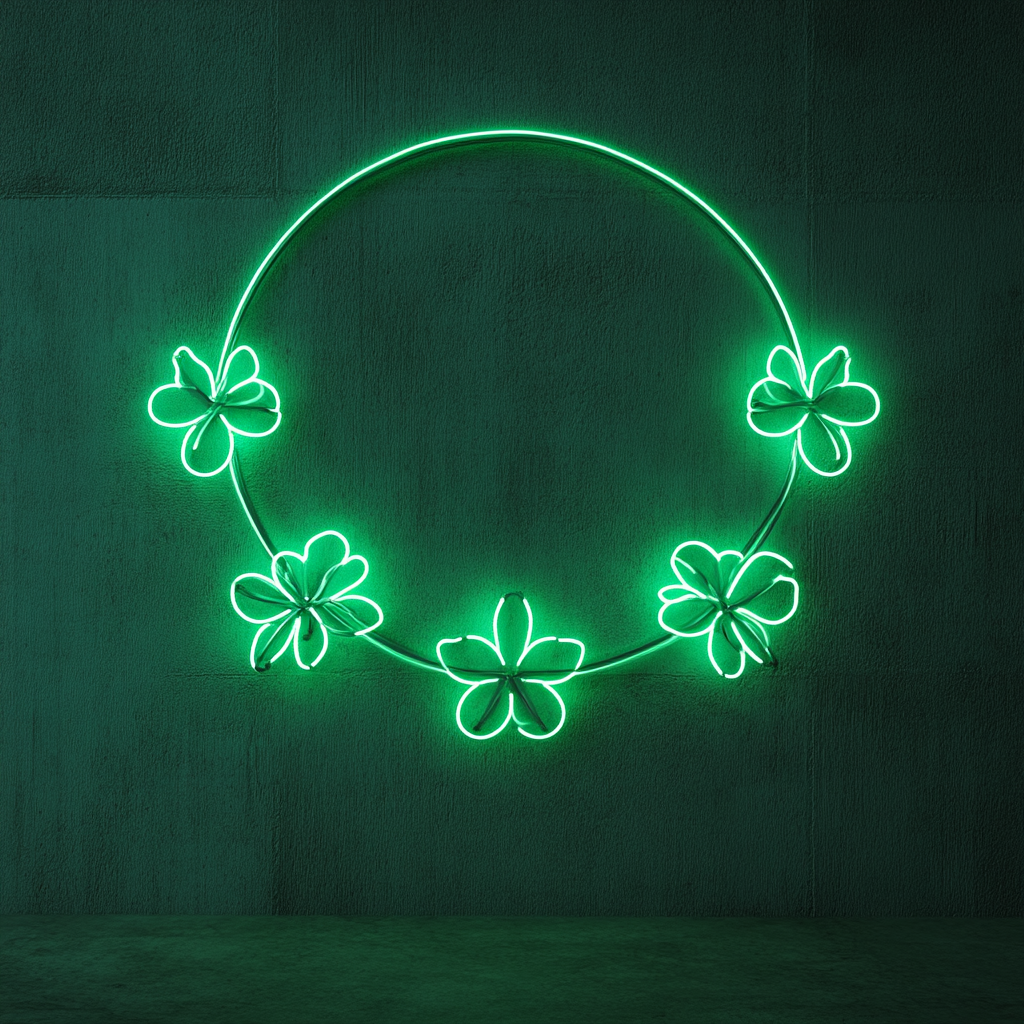 Flower Garland - Green Neon Sign, 18 Inches