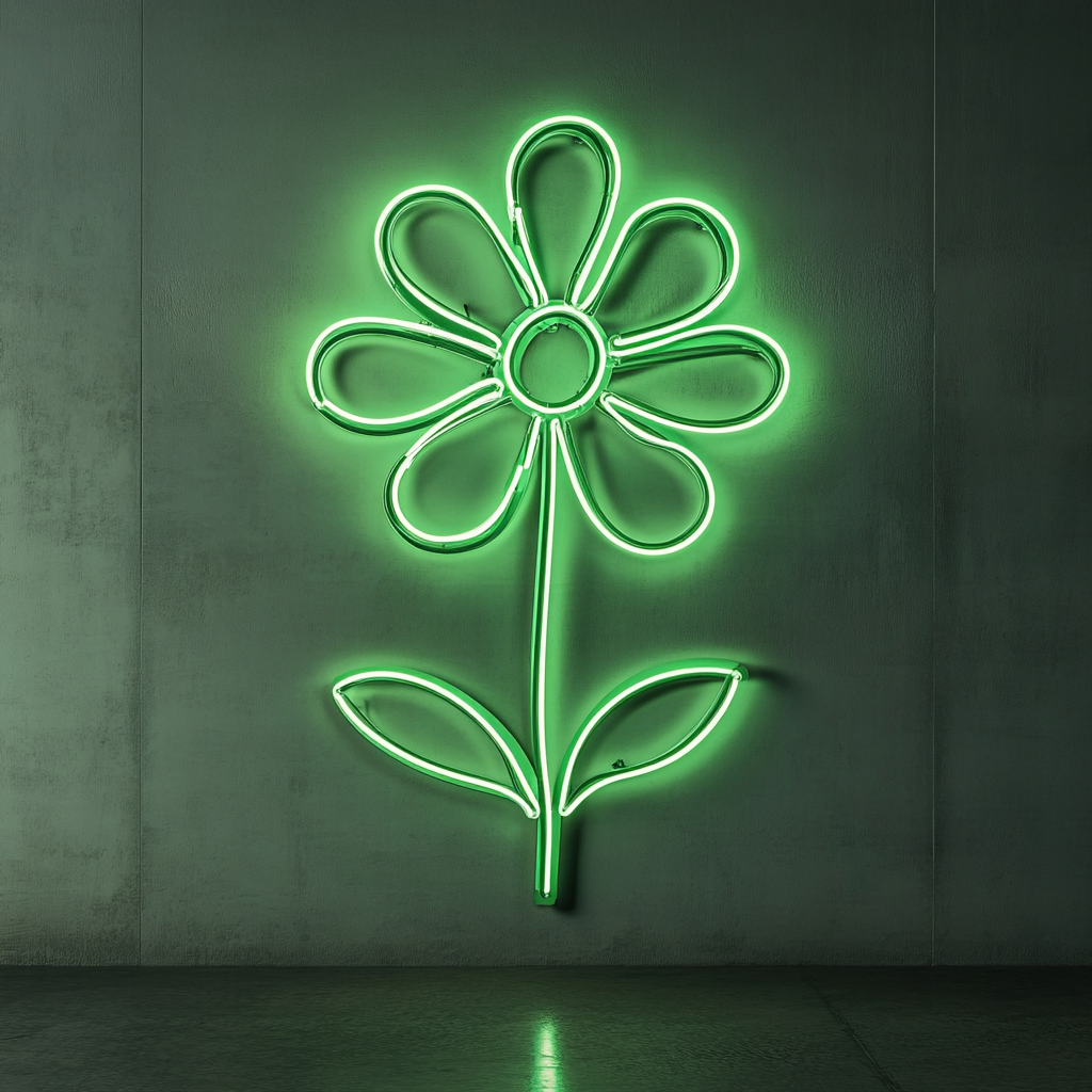 Flower Garland - Green Neon Sign, 24 Inches