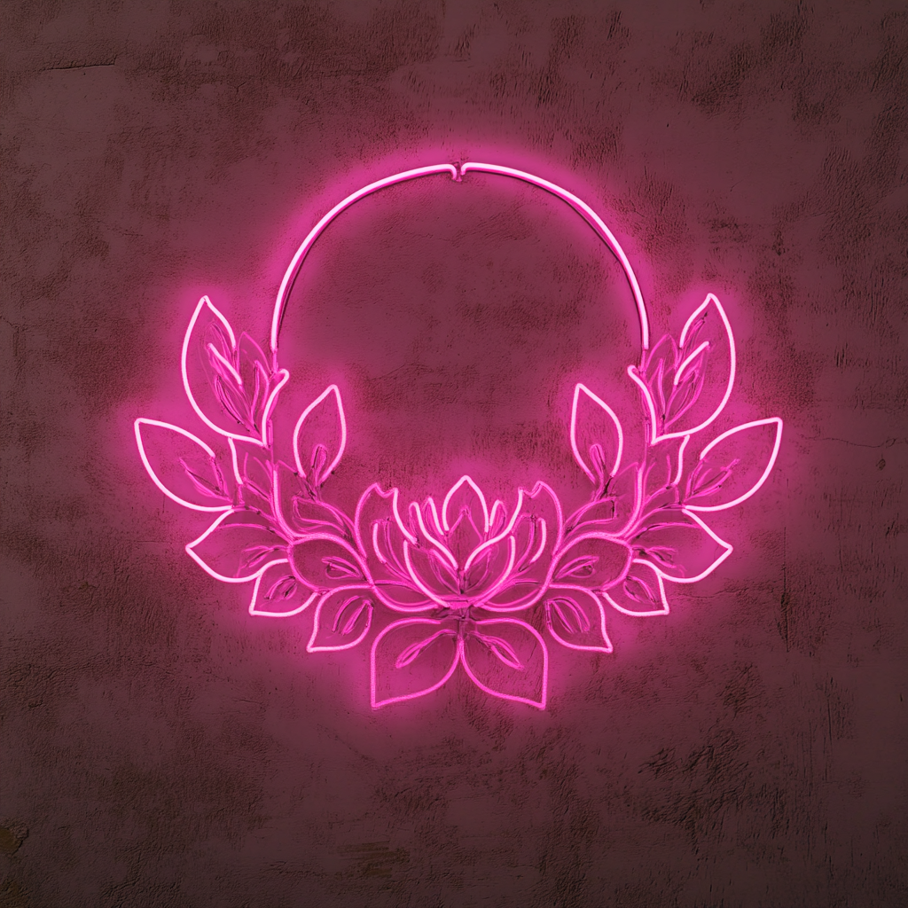 Flower Garland - Pink Neon Sign, 24 Inches