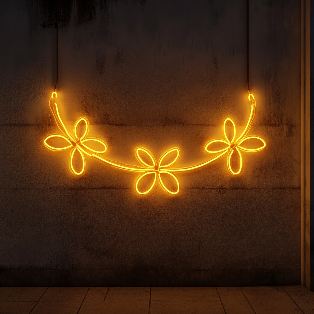 Flower Garland - Yellow Neon Sign, 18 Inches