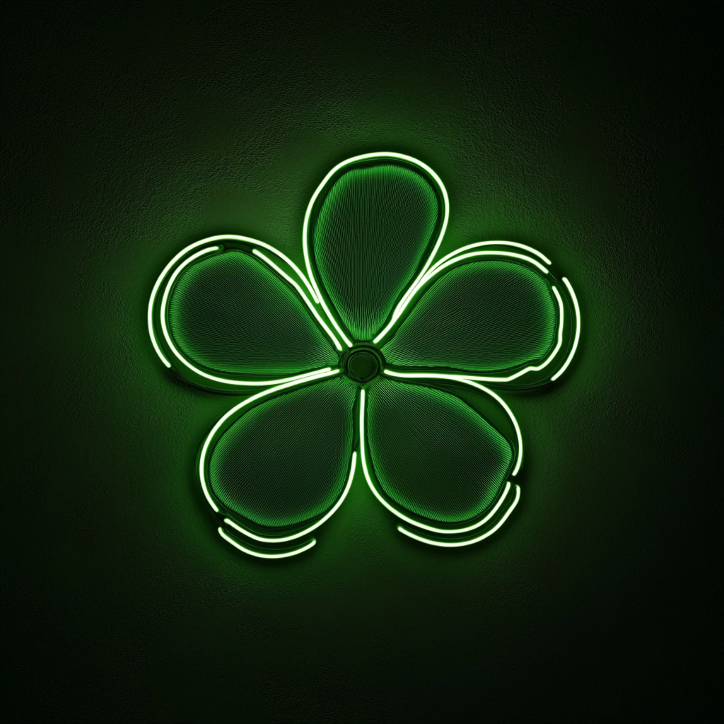 Flower Outline - Green Neon Sign, 18 Inches