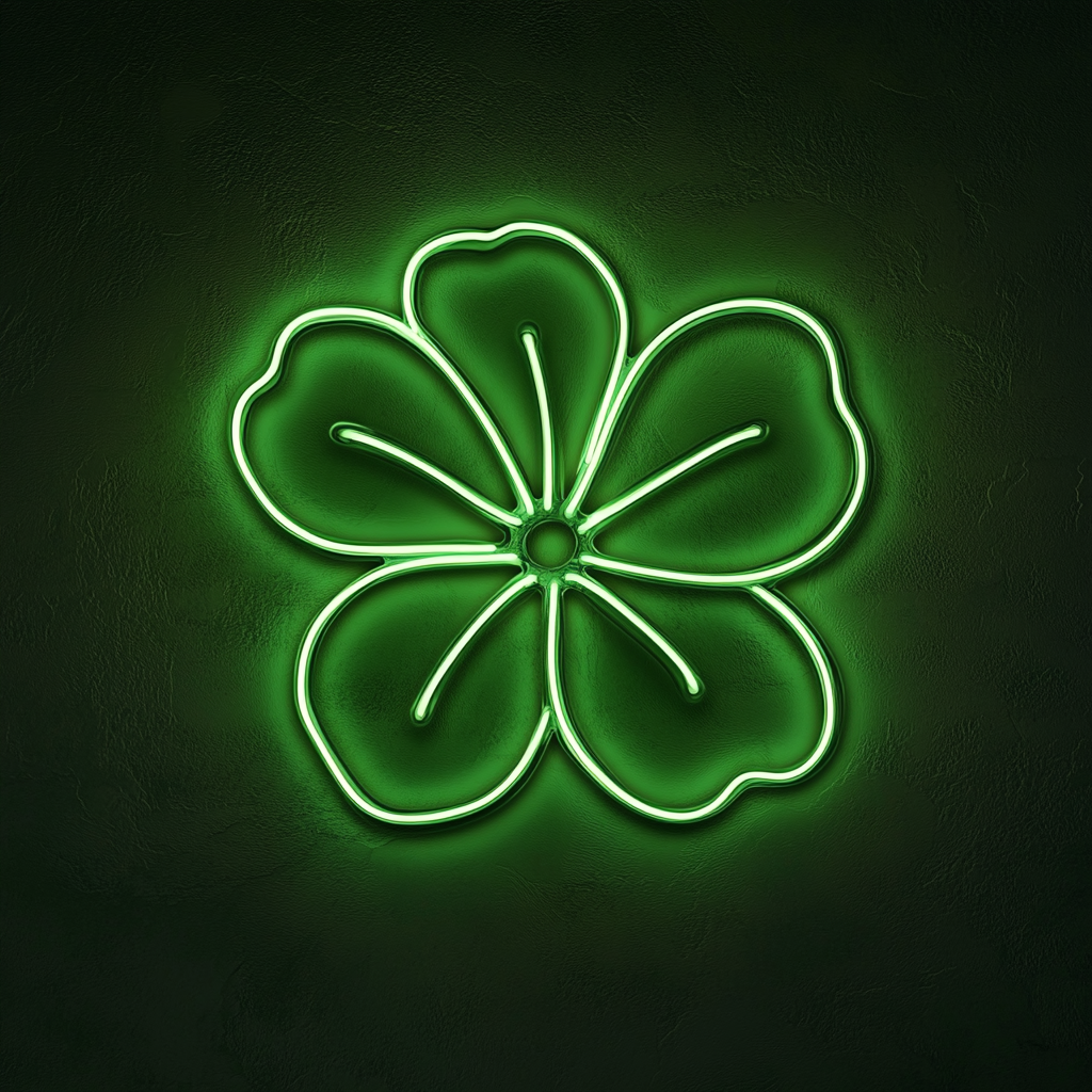 Flower Outline - Green Neon Sign, 24 Inches