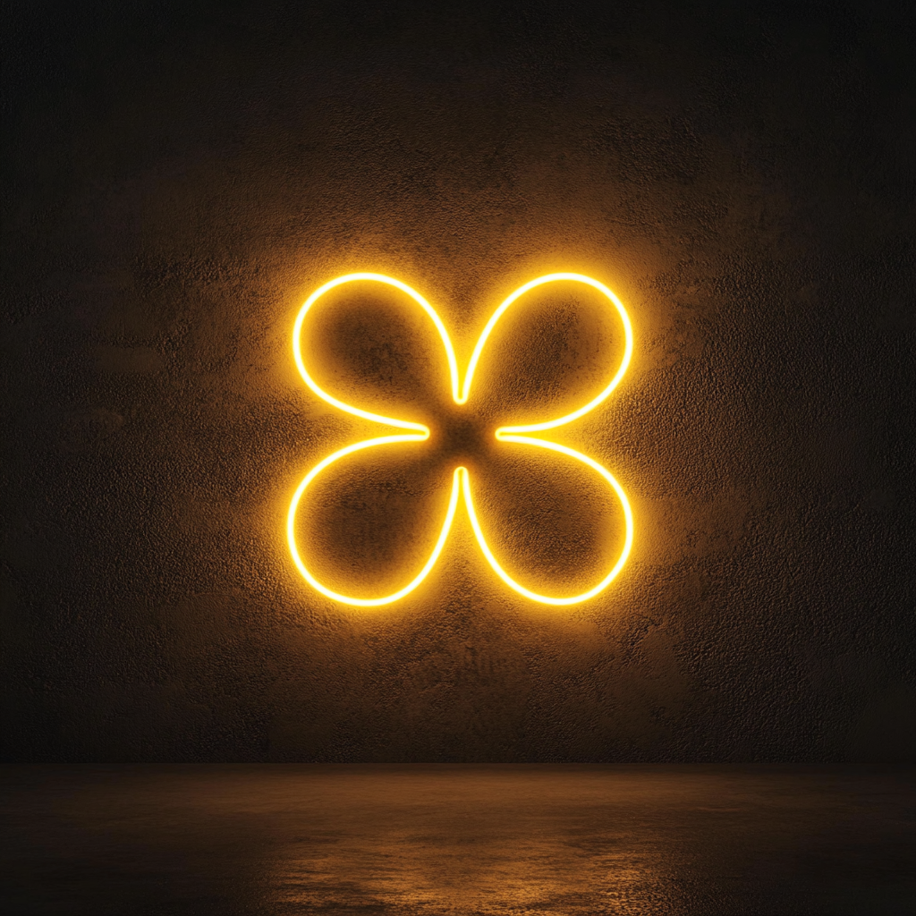 Flower Outline - Yellow Neon Sign, 24 Inches