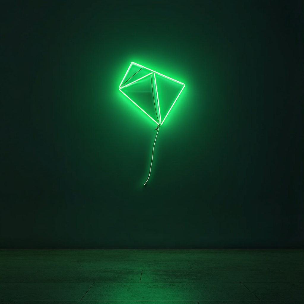 Flying Kite - Green Neon Sign, 24 Inches