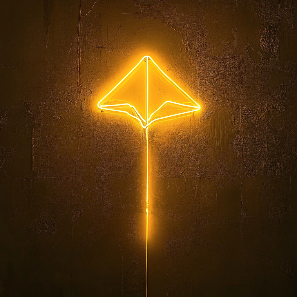 Flying Kite - Yellow Neon Sign, 24 Inches