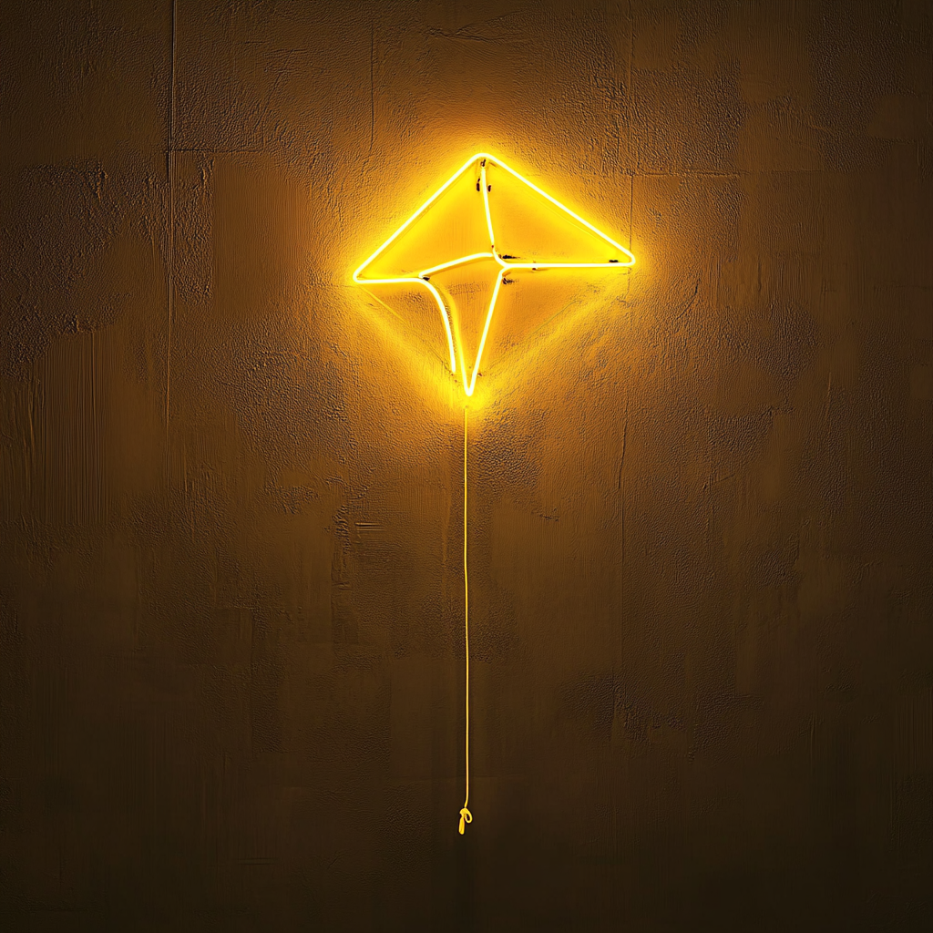 Flying Kite - Yellow Neon Sign, 18 Inches