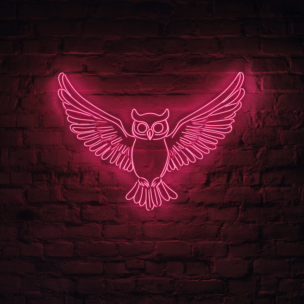 Flying Owl - Pink Neon Sign, 24 Inches