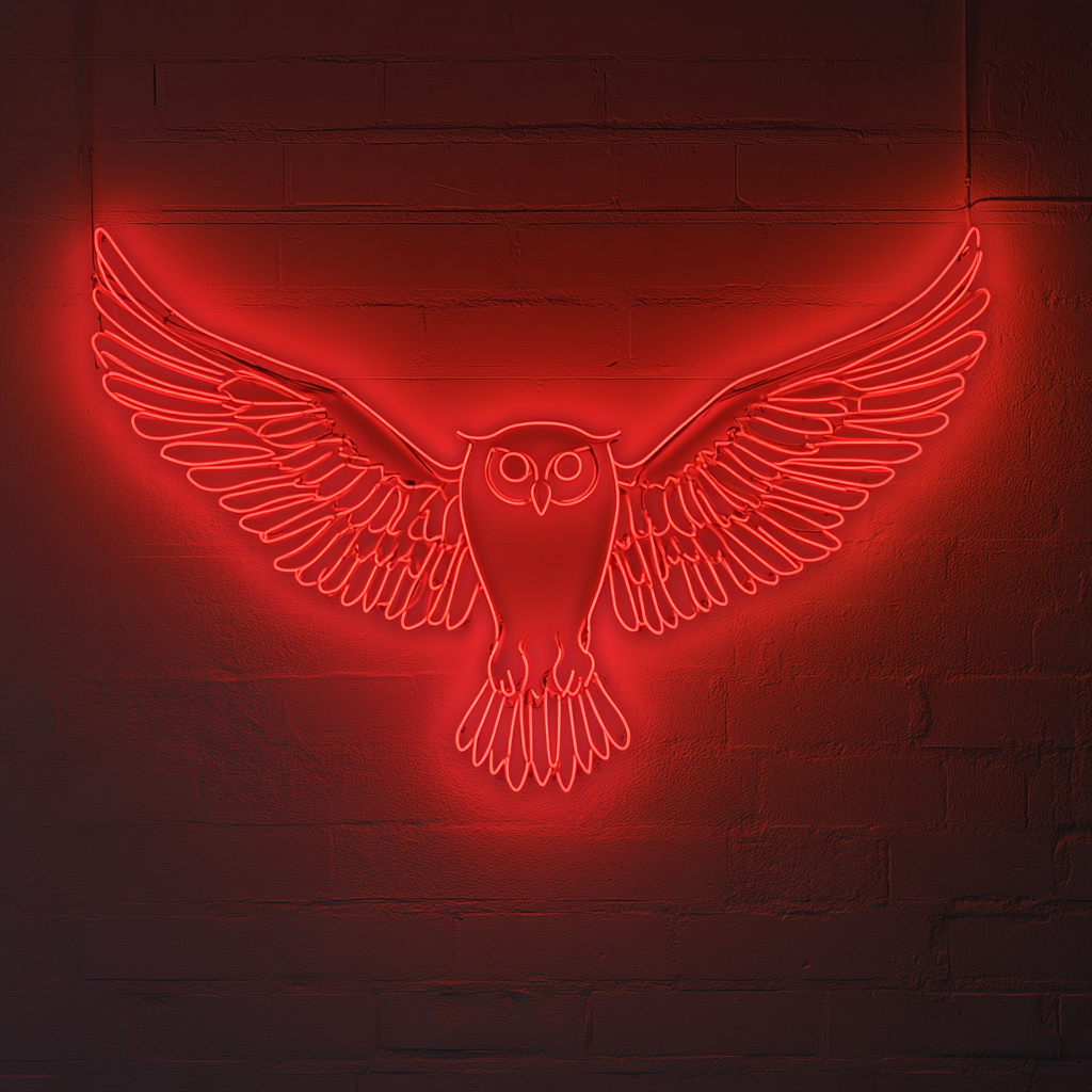 Flying Owl - Red Neon Sign, 24 Inches