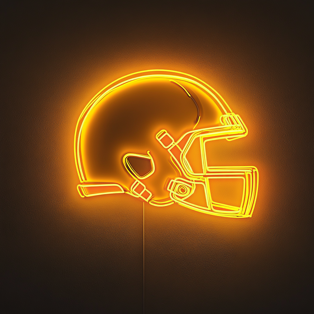 Football Helmet - Yellow Neon Sign, 18 Inches