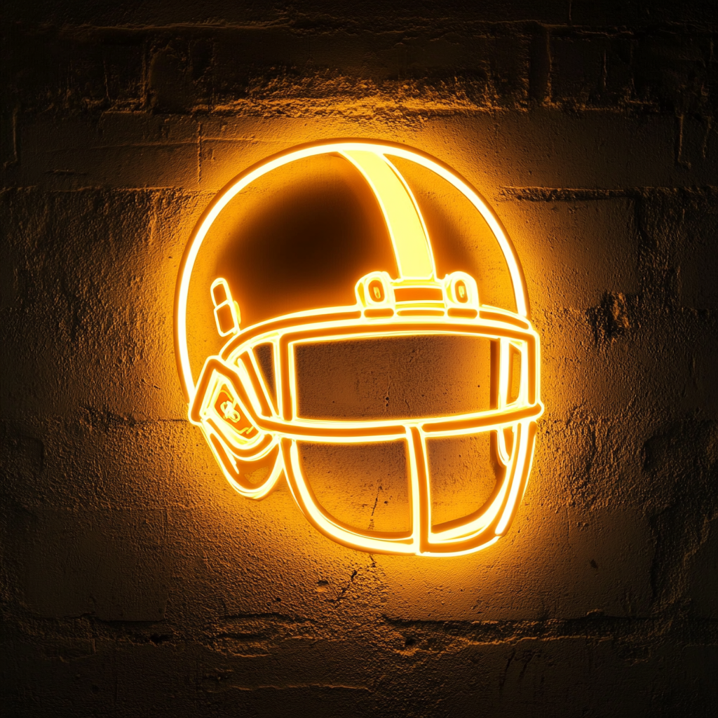 Football Helmet - Yellow Neon Sign, 18 Inches