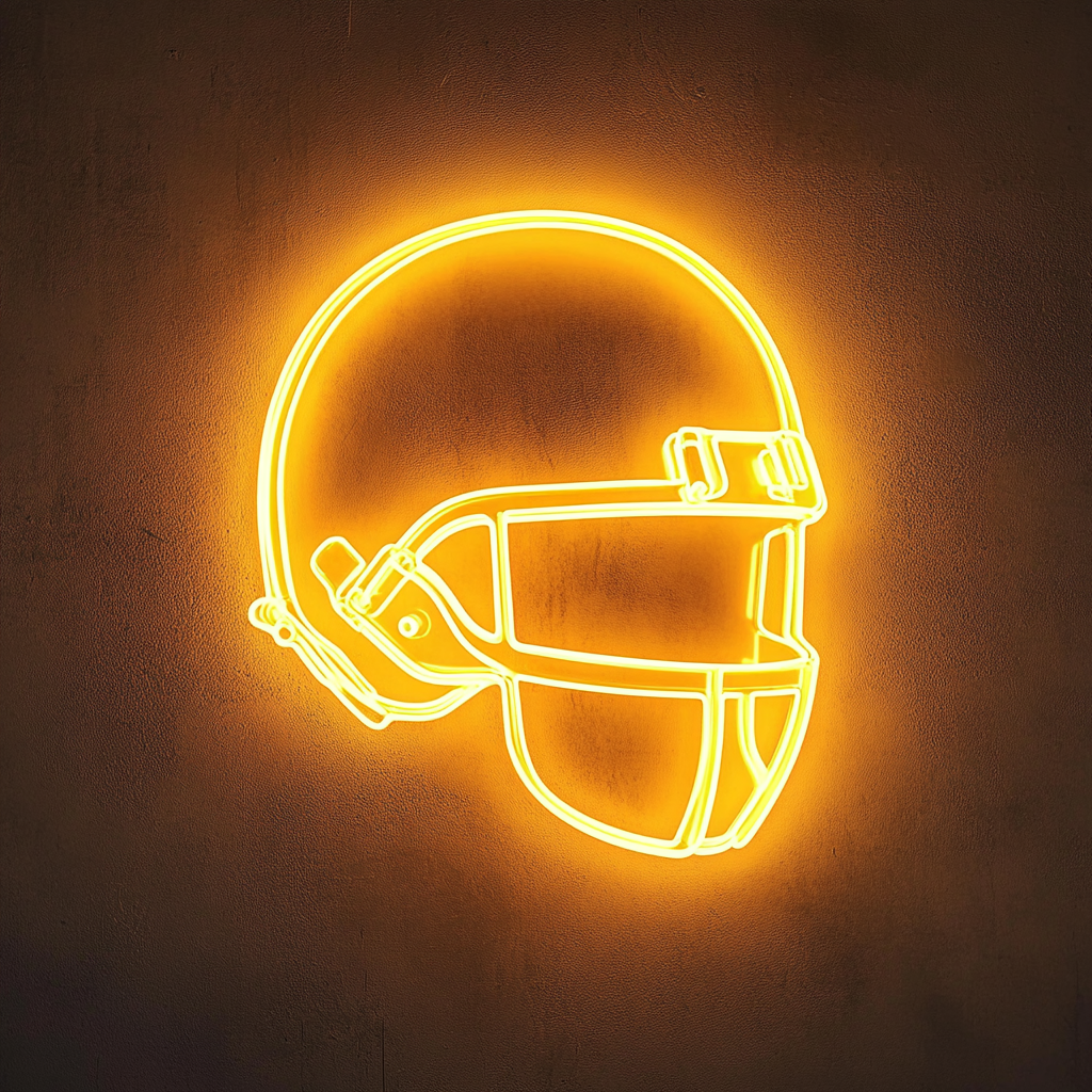 Football Helmet - Yellow Neon Sign, 18 Inches