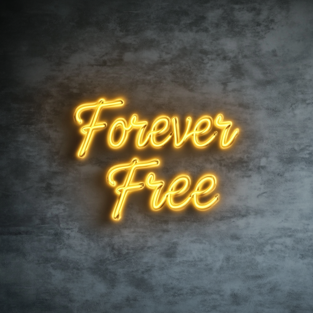 Forever Free - Yellow Neon Sign, 18 Inches
