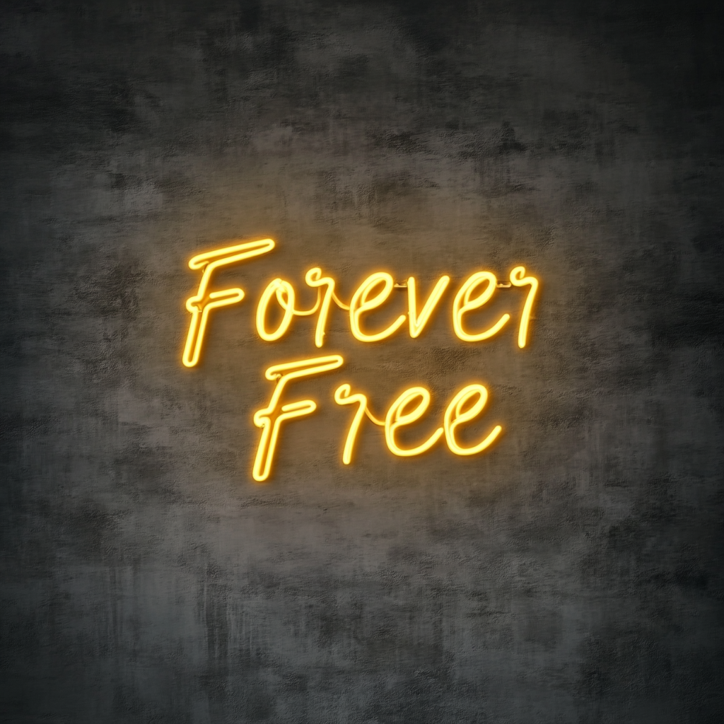 Forever Free - Yellow Neon Sign, 18 Inches