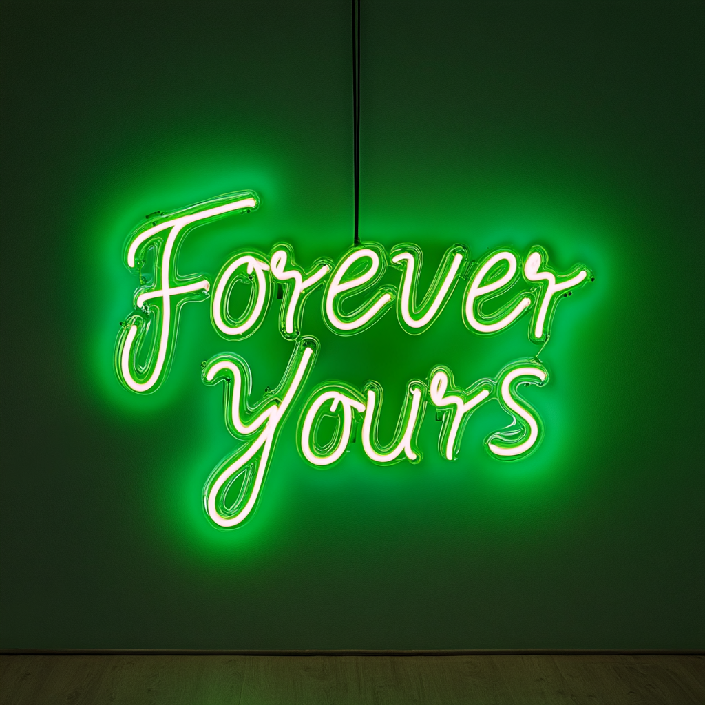 Forever Yours - Green Neon Sign, 18 Inches