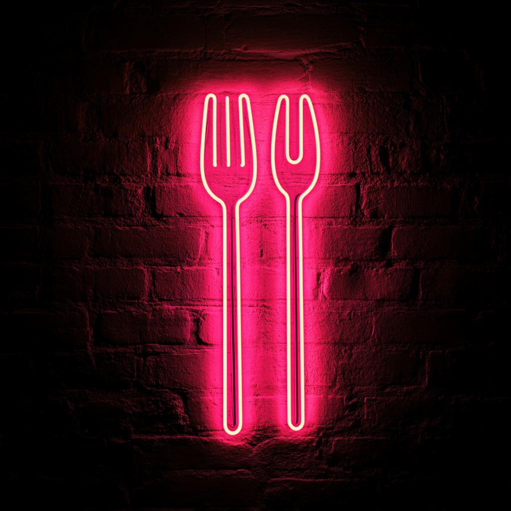 Fork and Spoon - Pink Neon Sign, 24 Inches