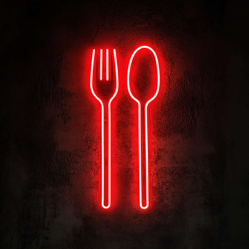 Fork and Spoon - Red Neon Sign, 18 Inches