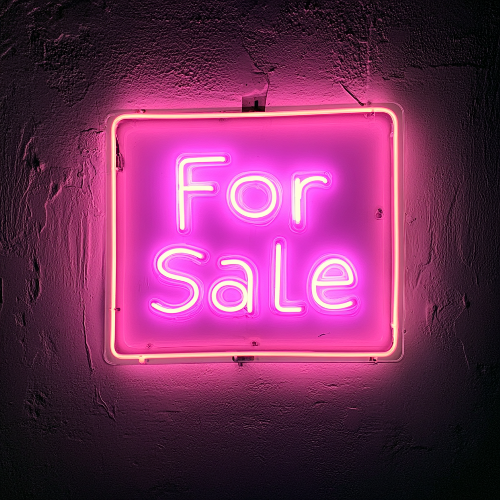 For Sale - Pink Neon Sign, 24 Inches