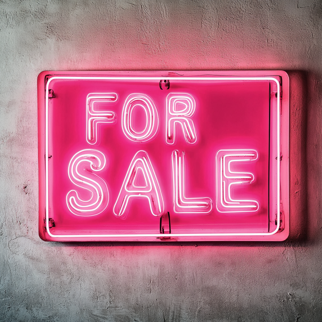 For Sale - Pink Neon Sign, 18 Inches