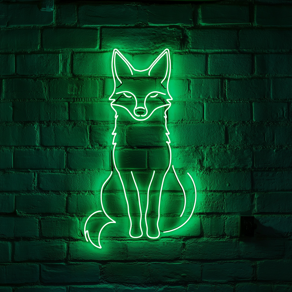 Fox - Green Neon Sign, 18 Inches