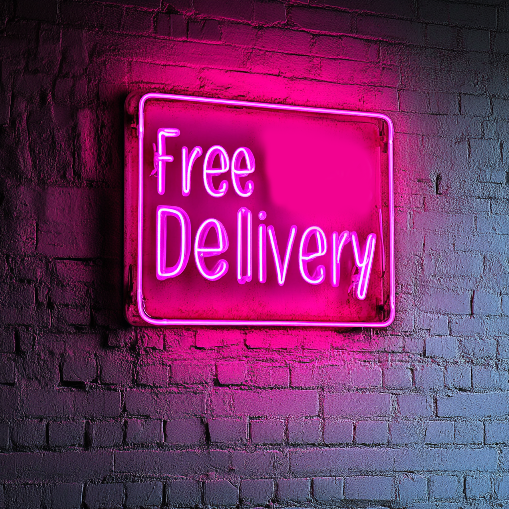 "Free Delivery" - Pink Neon Sign, 24 Inches