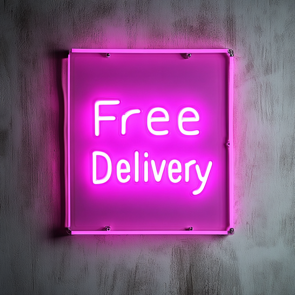 "Free Delivery" - Pink Neon Sign, 24 Inches