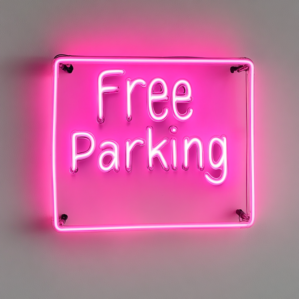 Free Parking - Pink Neon Sign, 24 Inches