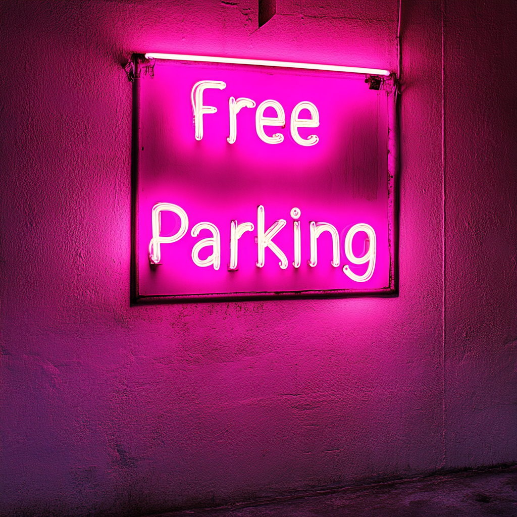 Free Parking - Pink Neon Sign, 24 Inches