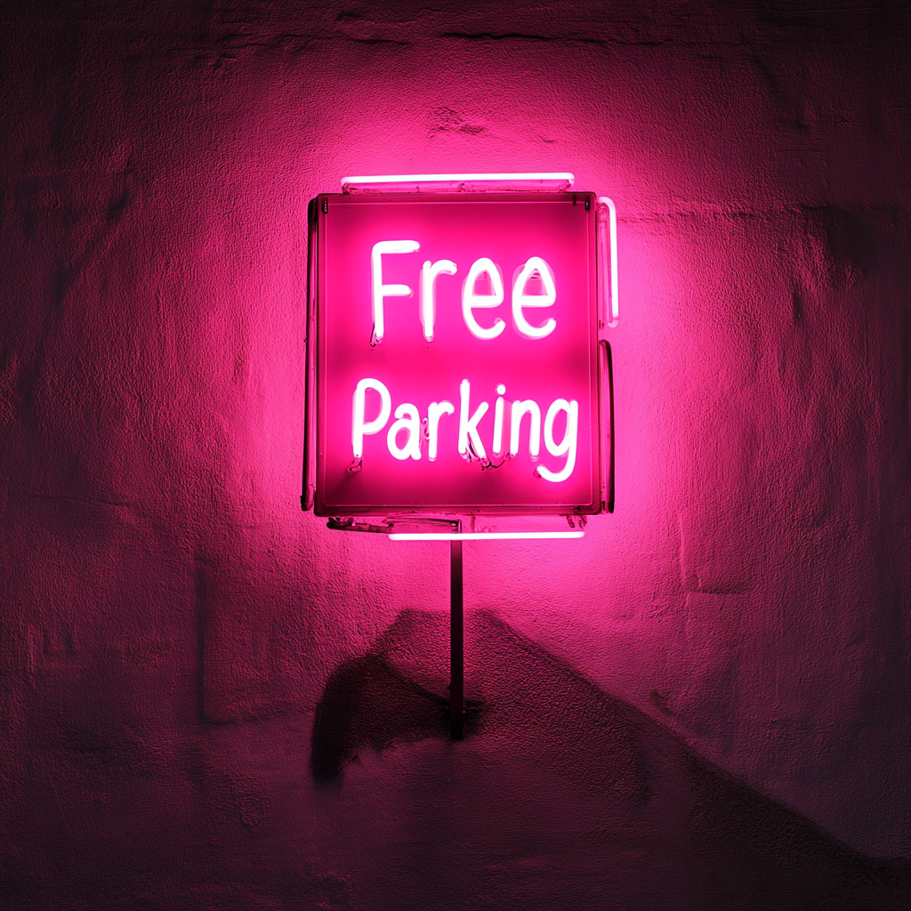 Free Parking - Pink Neon Sign, 18 Inches