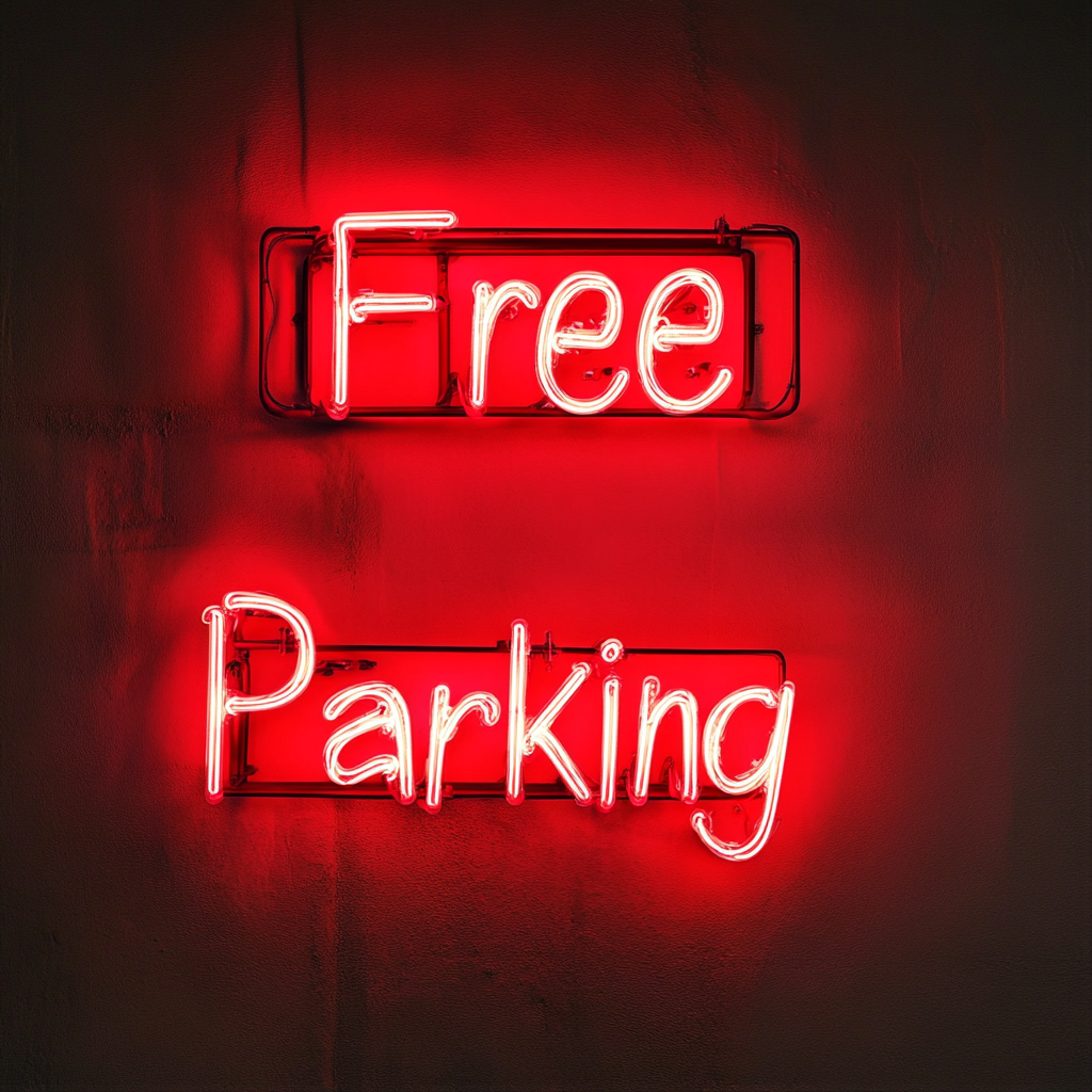 Free Parking - Red Neon Sign, 24 Inches