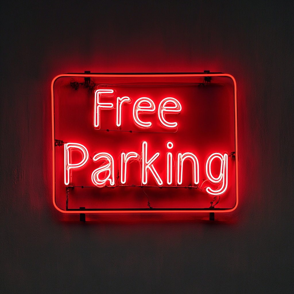 Free Parking - Red Neon Sign, 18 Inches