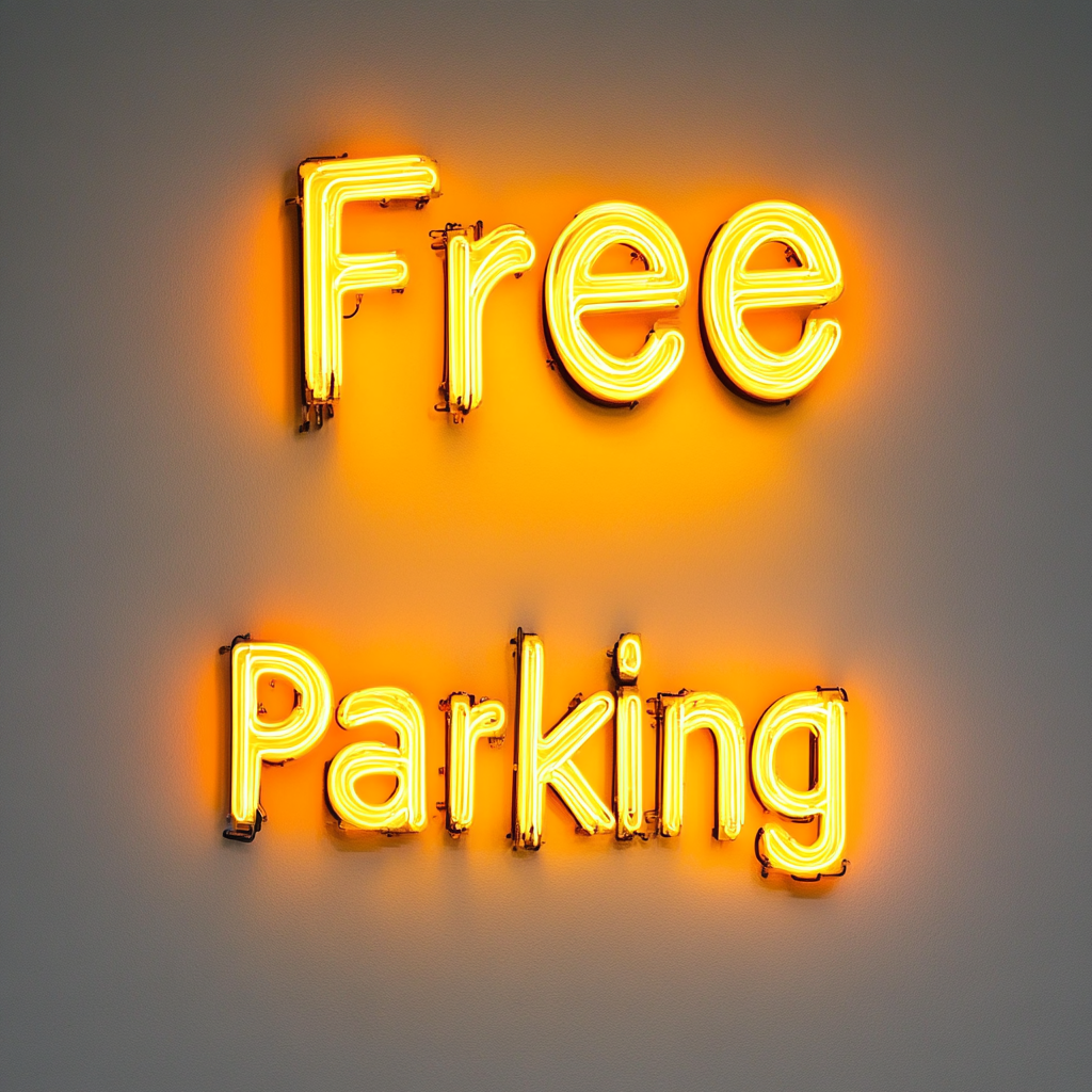 Free Parking - Yellow Neon Sign, 18 Inches