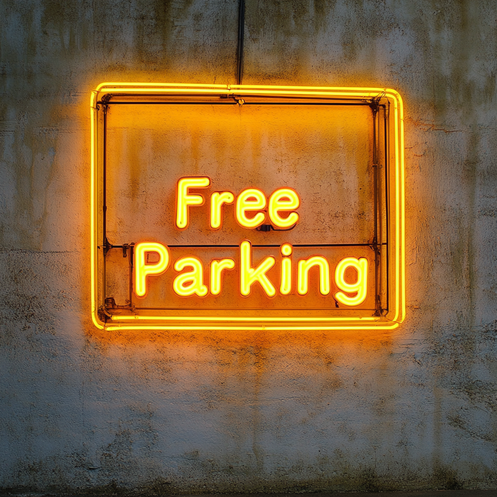 Free Parking - Yellow Neon Sign, 24 Inches