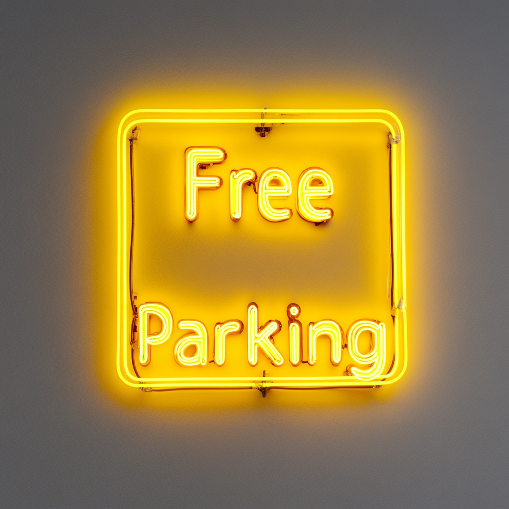 Free Parking - Yellow Neon Sign, 18 Inches