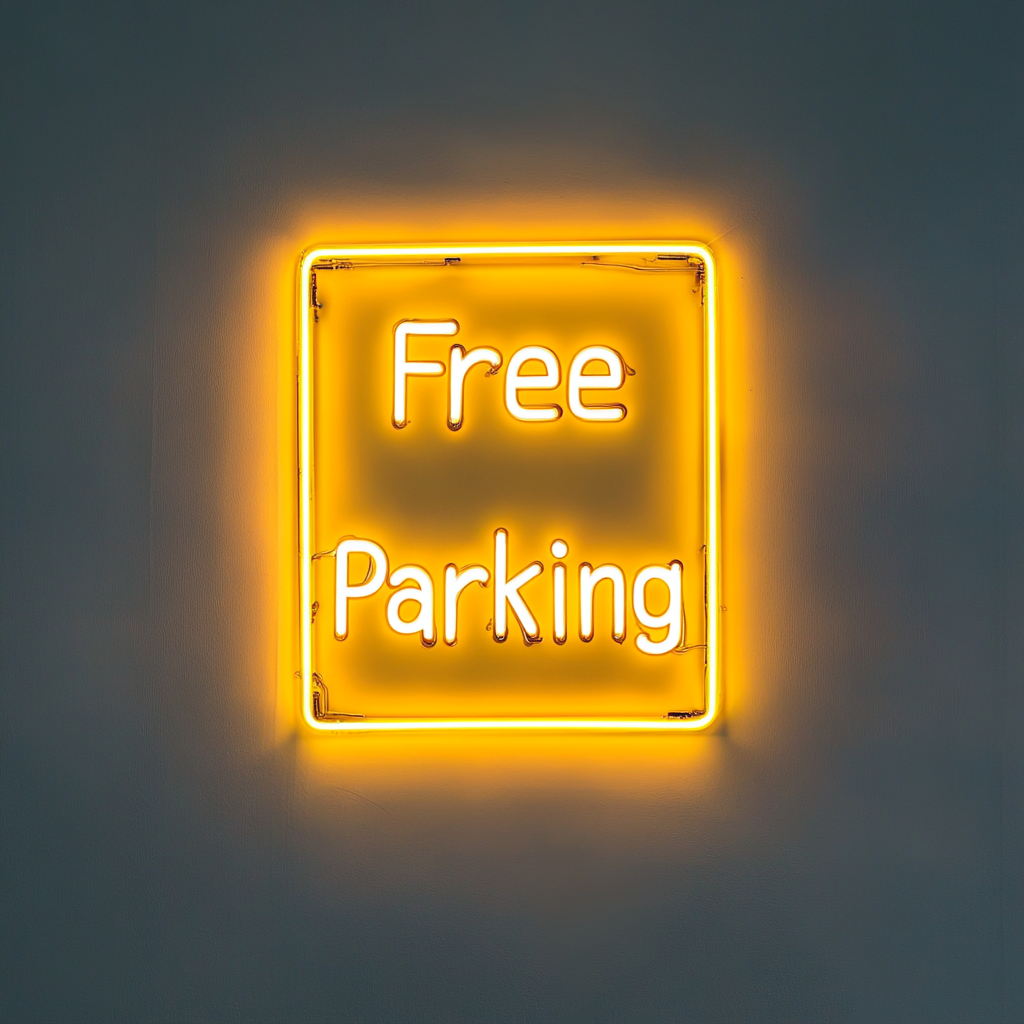 Free Parking - Yellow Neon Sign, 24 Inches