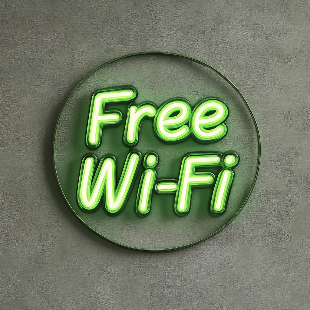 Free Wi-Fi - Green Neon Sign, 24 Inches
