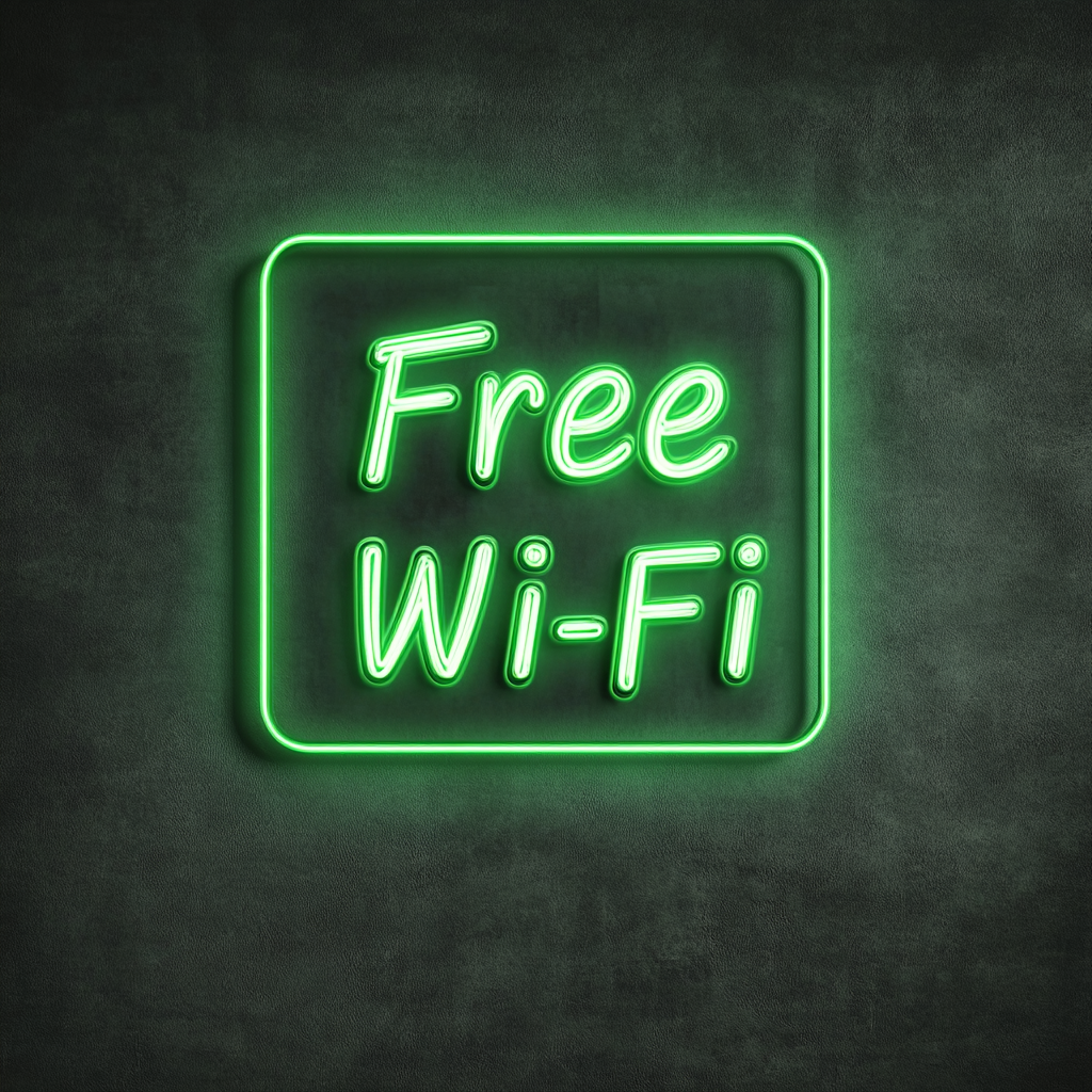 Free Wi-Fi - Green Neon Sign, 18 Inches