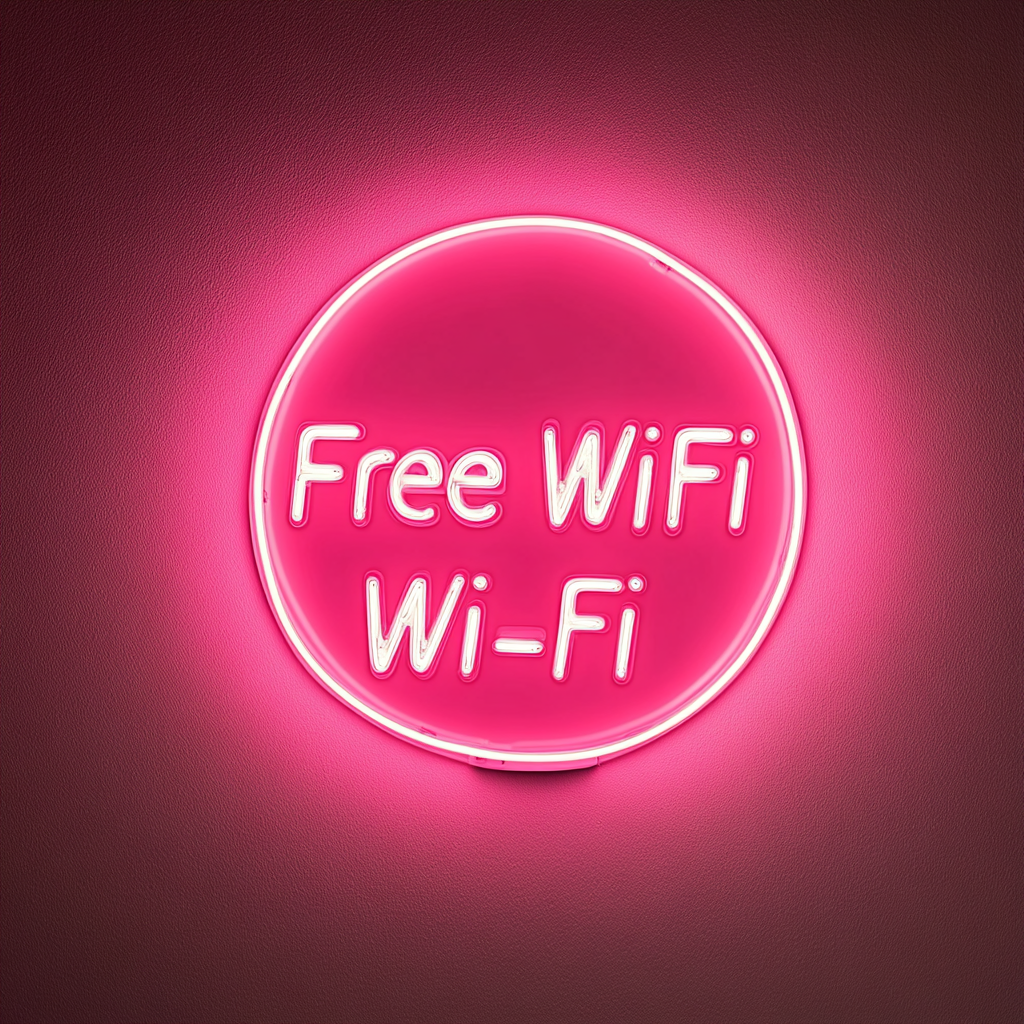 Free Wi-Fi - Pink Neon Sign, 18 Inches