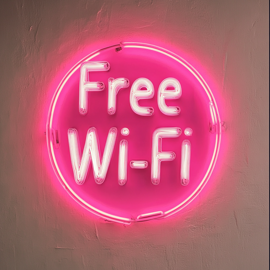 Free Wi-Fi - Pink Neon Sign, 18 Inches