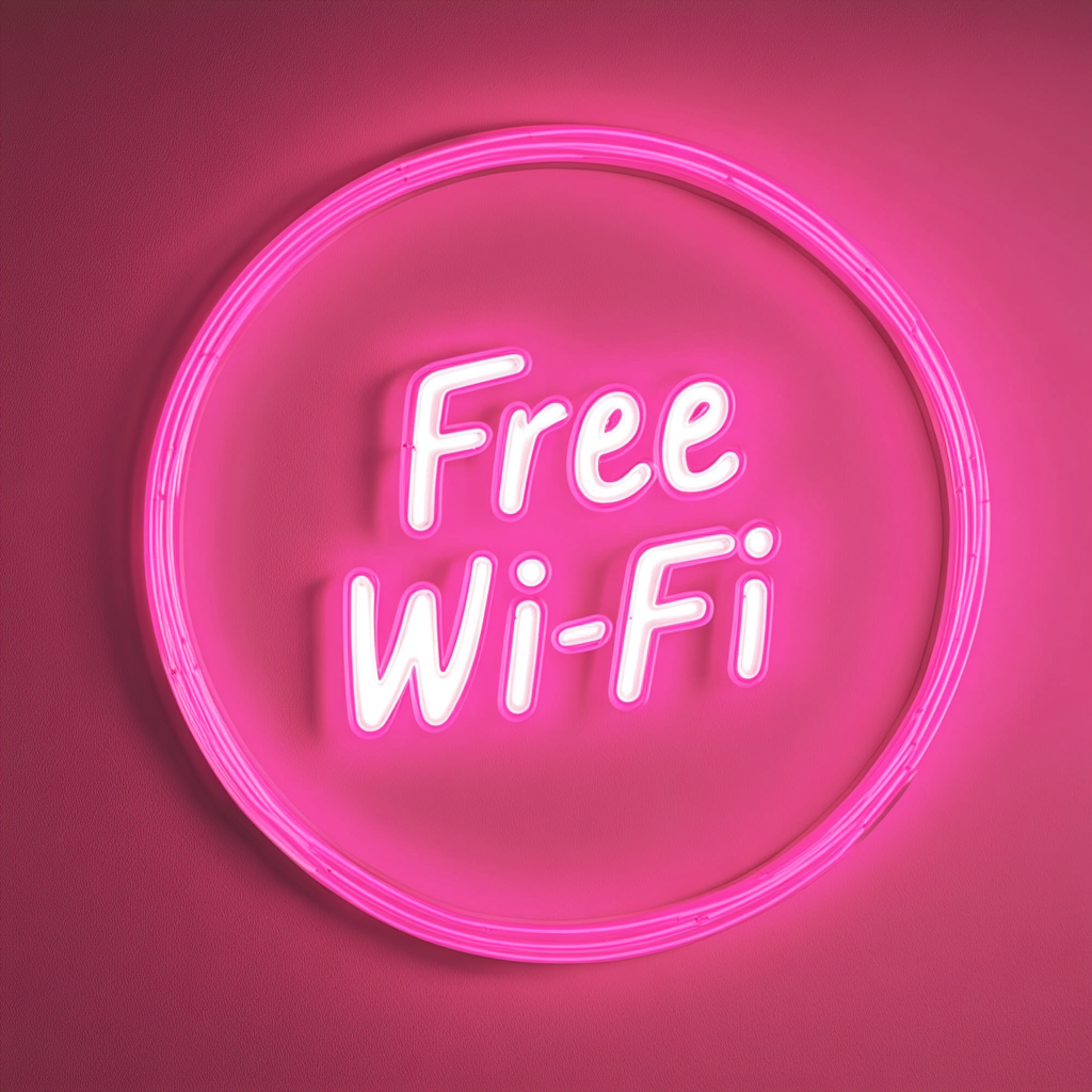 Free Wi-Fi - Pink Neon Sign, 24 Inches