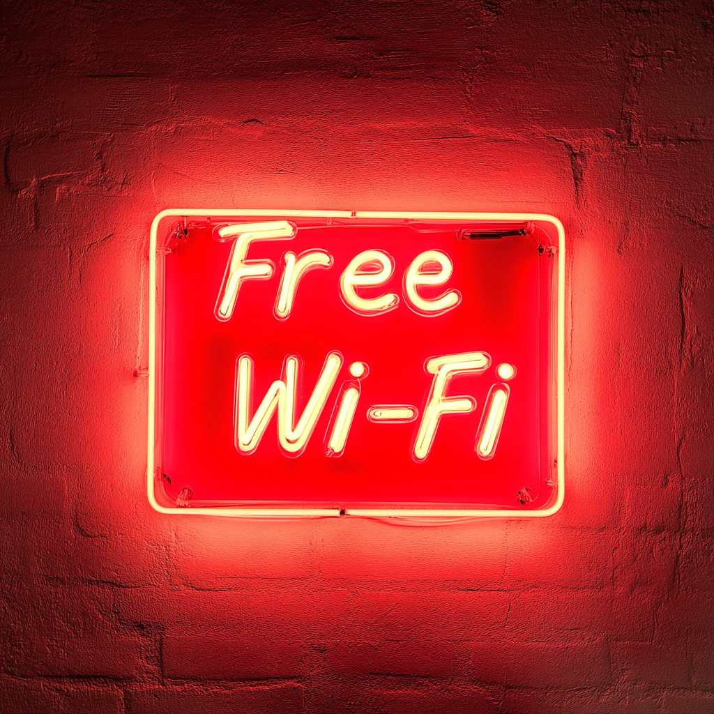 Free Wi-Fi - Red Neon Sign, 18 Inches