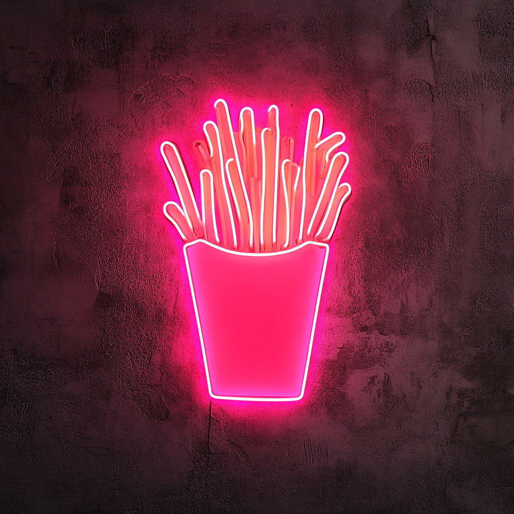 French Fries - Pink Neon Sign, 18 Inches