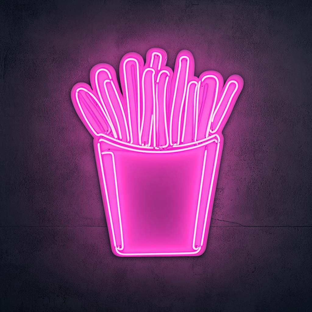 French Fries - Pink Neon Sign, 18 Inches