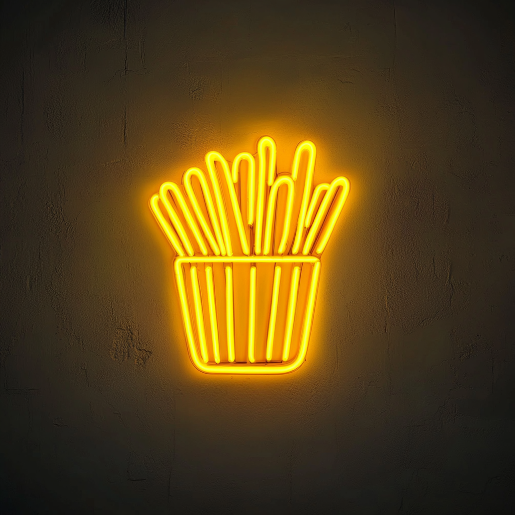 French Fries - Yellow Neon Sign, 24 Inches