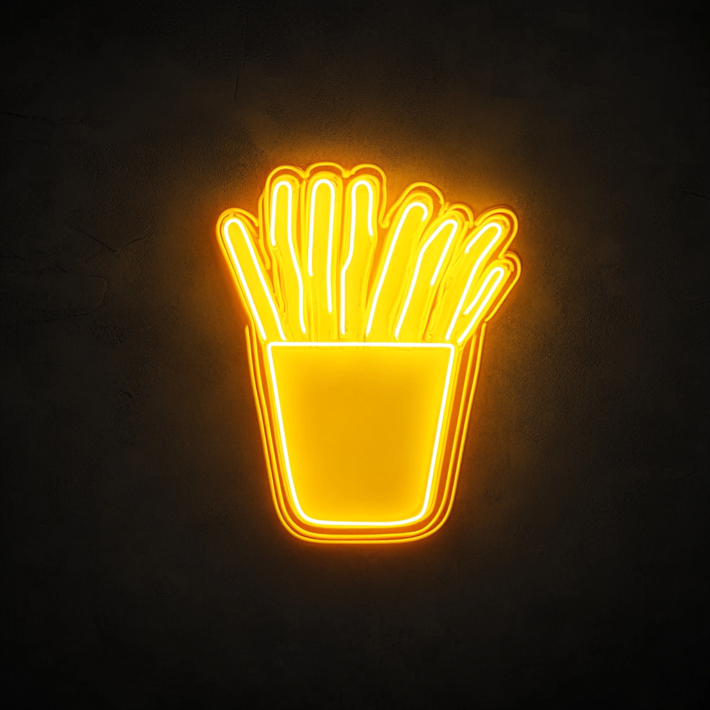 French Fries - Yellow Neon Sign, 18 Inches